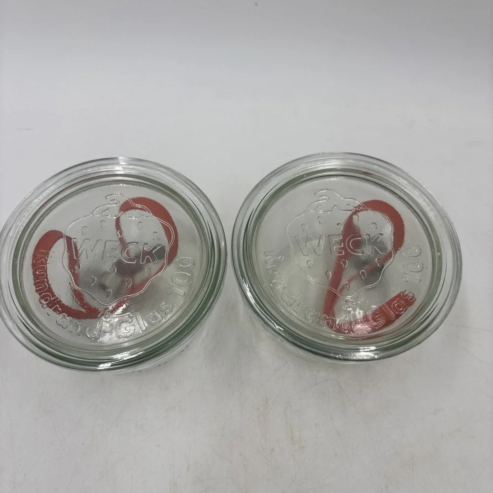 WECK Rundrand-Glas 100 Clear Jar Canning 370 ml Strawberry Clips Lid (set of 2)